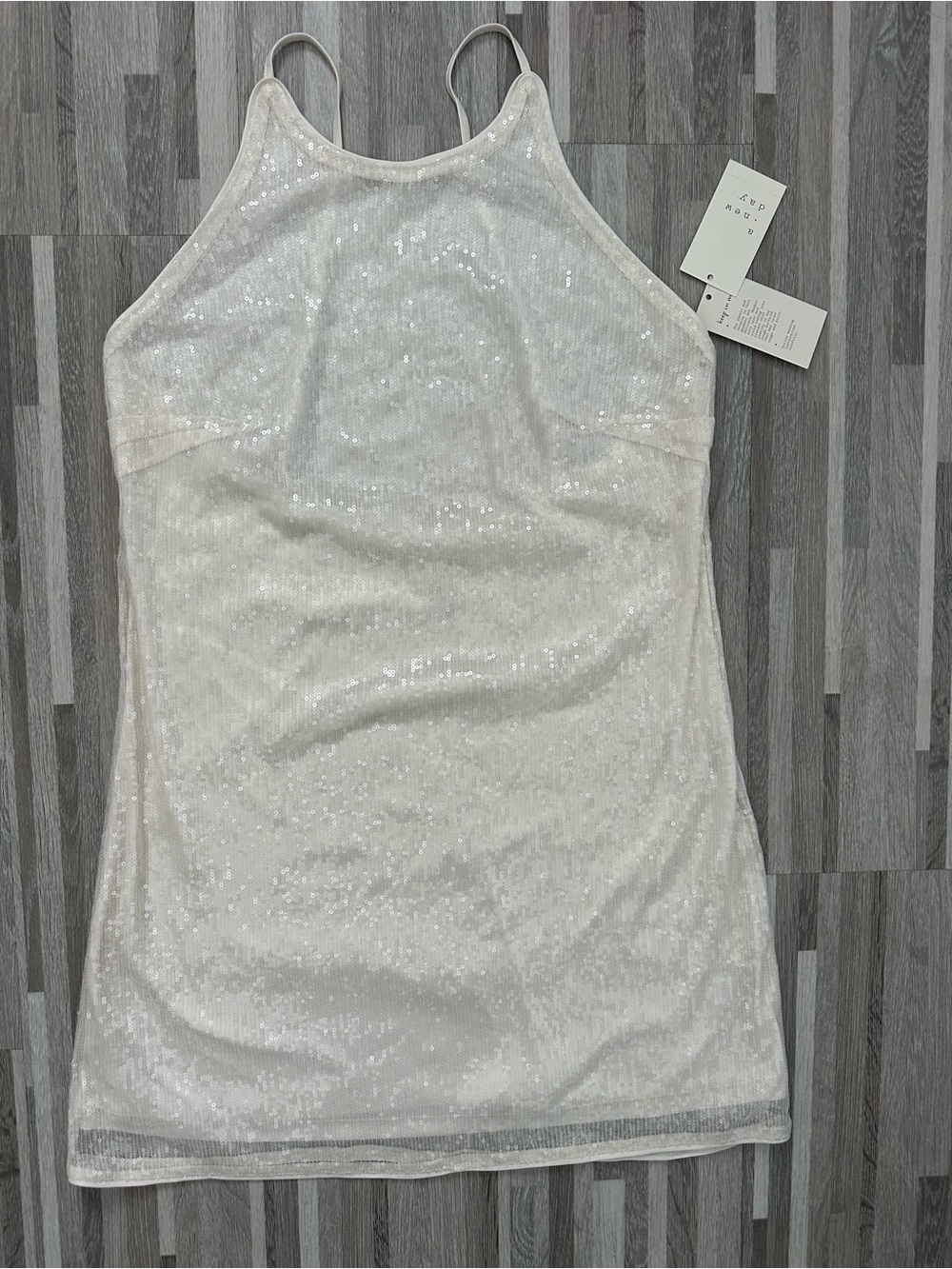 White Sequin Mini Dress with Halter Neck – NWT – A New Day (Target) – Size M